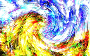 white, blue, yellow, and red abstract